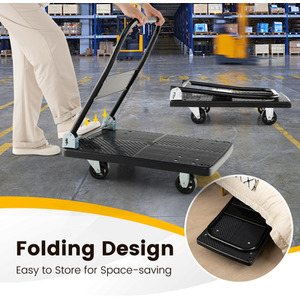 Folding Push Cart Dolly Moving Platform Hand Truck - Black by Costway