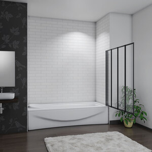 Black Framed Folding Bath Screen by AicaBathroom