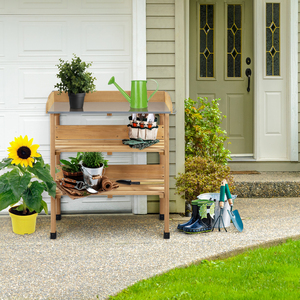 Outdoor Potting Bench Table with Storage Shelf by Yaheetech
