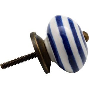 Round Ceramic Cabinet Knobs Pack of 6 Navy Stripe - Navy by Nicola Spring