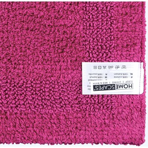 Luxury Reversible Cotton Bath Mat Set - Raspberry by Homescapes