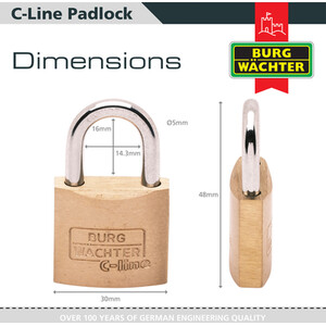 C Line Brass Padlock - Brass / 30mm by Burg-Wachter