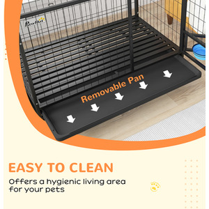 PawHut Heavy Duty Dog Crate on Wheels with Bowl Holder - Black / 74cm by PawHut