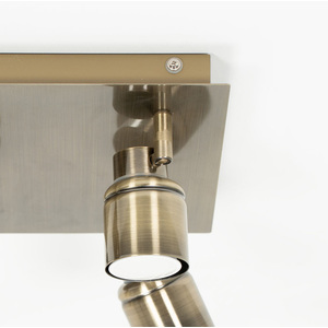 Benton 4 Way Square Plate Ceiling Spotlight Antique Brass - Gold by ValueLights