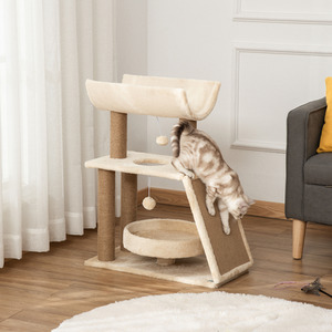 PawHut Cat Tree Tower with Scratching Posts, Pad, Bed, Perch, Toy Ball by PawHut