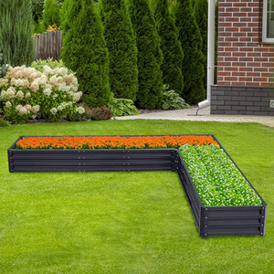 L-Shaped Galvanized Steel Raised Garden Bed by Livingandhome
