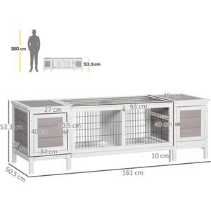 PawHut Wooden Small Animal Hutch, Pet Cage House - White by PawHut