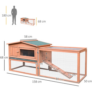 Pawhut 2 Tier Animal Hutch - Natural wood finish by Pawhut