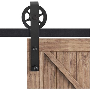 HOMCOM Carbon Steel Sliding Barn Door kits - Black by HOMCOM