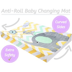 Anti-Roll Wedge Baby Changing Mat - Elephant Chevron / Elephant Chevron With Green by Babycurls