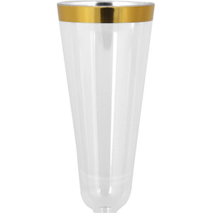 Pack of 8 Gold Rim Champagne Glasses - Gold