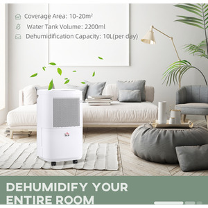 HOMCOM Portable Dehumidifier with WiFi Smart App Control - White, Black by HOMCOM