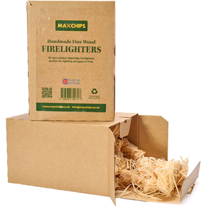 Natural Wood Wool Firelighters - Brown / 2 Boxes by Maxchips