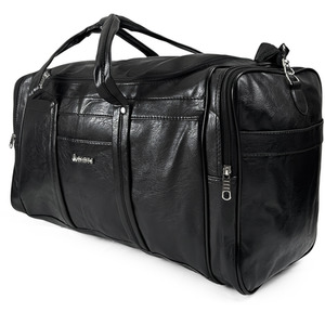 Large PU Leather Travel Duffel Bag and Holdall - Black by SYED JEE