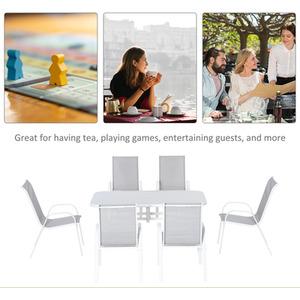 Outsunny 7 PCS Outdoor Dining Set with Table and Chairs - White, Grey by Outsunny