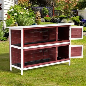 PawHut Two-Tier Elevated Wooden Pet Hutch - Brown by PawHut