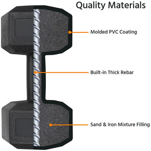 Set of 2 Dumbbells for Strength Training Aerobic - Black / 10kg by Yaheetech