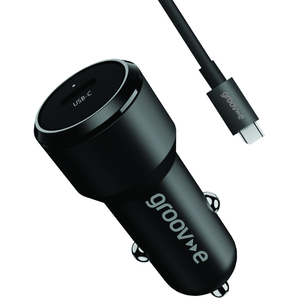 USB-C Car Charger 30W with USB-C Cable 1M - Black by Groov-e
