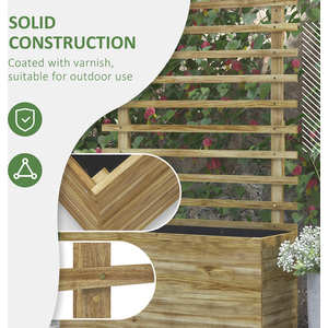 Outsunny Wooden Trellis Raised Bed Planter Box - Natural by Outsunny