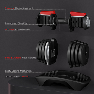 12-in-1 Adjustable Free Weight Dumbbells Set for Home Gym - Black / 18kg by Yaheetech