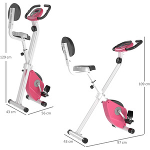 HOMCOM Magnetic Resistance Foldable Exercise Bike - Pink by HOMCOM