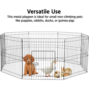 8 Panel Foldable Dog Playpen - Black / 61cm by Yaheetech