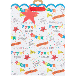 Pack of 2 Rainbow Birthday Large Gift Bags - White