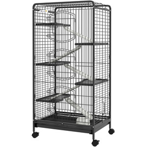 PawHut 6-Level Removable Small Animal Cage, 131cm - Black - Black by PawHut