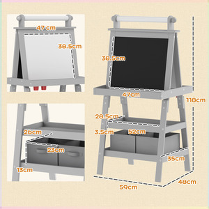 AIYAPLAY Double-Sided Art Easel for Kids w Paper Roll - Grey by AIYAPLAY