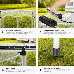 Camping Table Aluminium Foldable - Grey / 140cm by tectake