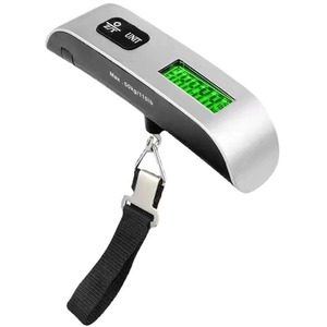 50kg Portable Luggage Hanging Scale with LCD Display - Silver