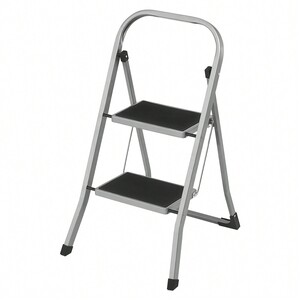 SONGMICS 2-Step Folding Ladder with Safety Lock - Grey by SONGMICS