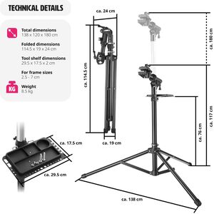 Bike Repair Stand Tristan - Folding, Height-Adjustable, Suitable For E-Bikes - Black by tectake