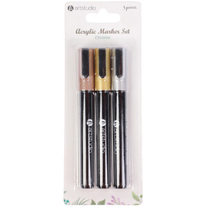 Set of 3 Acrylic Chrome Markers - Chrome by Art Studio