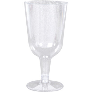 Pack of 8 Silver Sparkle Wine Glasses - Silver