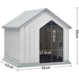 Waterproof Dog House Kennel with Air Vents and Door - Grey White by Livingandhome