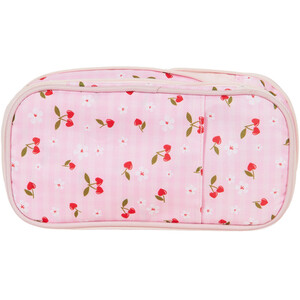 Cherry Hearts Compartment Pencil Case - Pink
