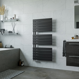 Agadon Panio UP Designer Towel Radiator Black - Black / 60cm / 119.5cm by Agadon