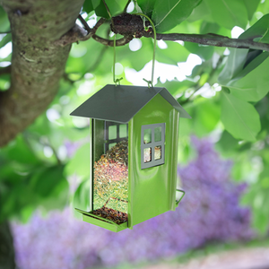 Beach Hut Bird Seed Feeder - Green by Garden Mile