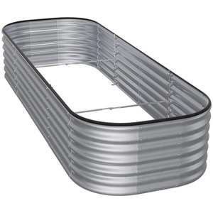 Silver Galvanized Steel Oval Raised Garden Bed by Livingandhome