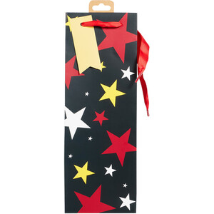 Pack of 2 Beer and Starry Bottle Gift Bags - Black and Red
