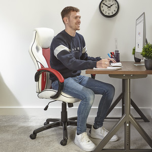X Rocker Maverick Office Gaming Chair - Red/White by X Rocker