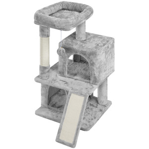 Yaheetech 91cm Cat Tree with Double Condos - Light Grey by Yaheetech
