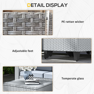 Outsunny 5 Pieces Patio Garden Rattan Furniture Set - Grey by Outsunny