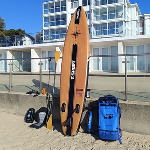 12FT Paddle Board With Kayak Conversion Kit and Carbon Paddle - Wooden by T-Sport