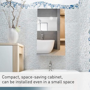 Wall-Mounted Bathroom Mirror Cabinet - Silver by HOMCOM