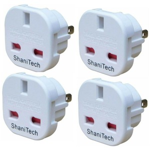 Pack 4 Travel Adaptor Plug for USA Adapter - White by ShaniTech