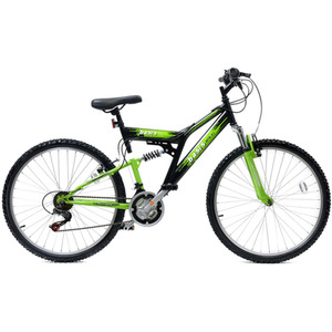 Basis 2 Full Suspension Mountain Bike, 26in - Black/Green by Basis