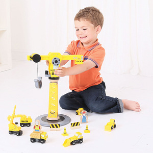 Yellow Crane Construction Set - Yellow by Bigjigs Rail