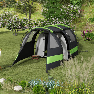 Outsunny 4-5 Person Blackout Camping Tent with Bedroom and Living Room - Black by Outsunny